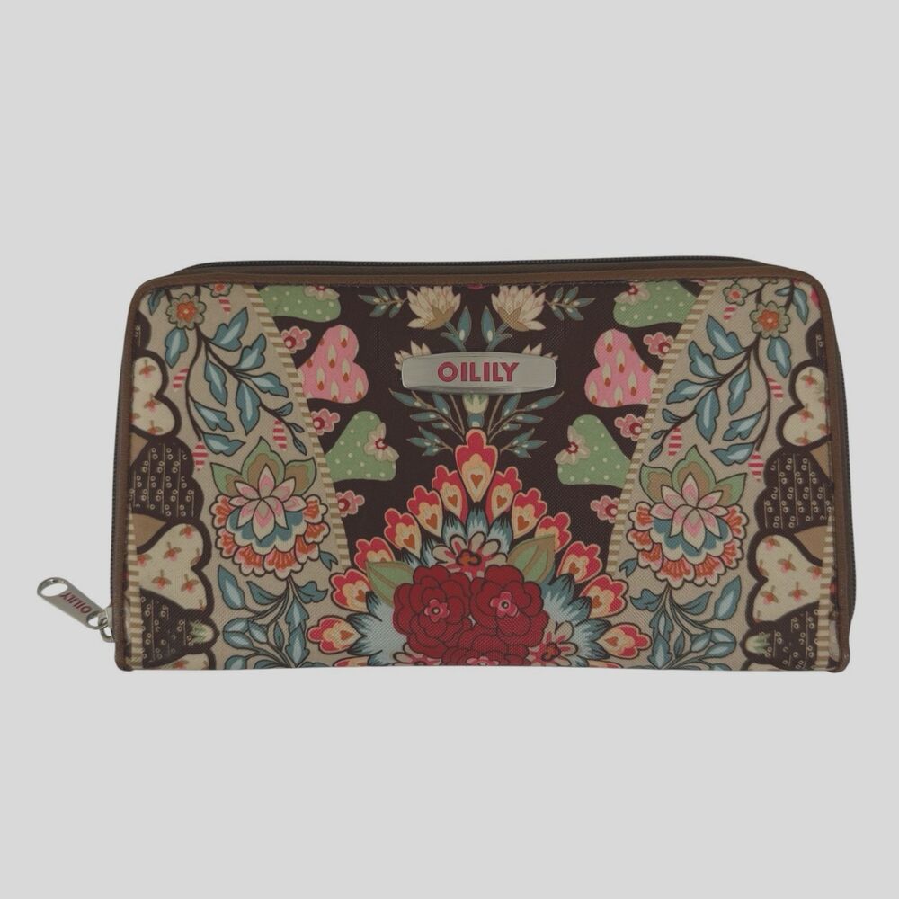 Oilily EUC Wallet Organizer Clutch Boho Floral Zip Around 9" X 5" Travel Womens